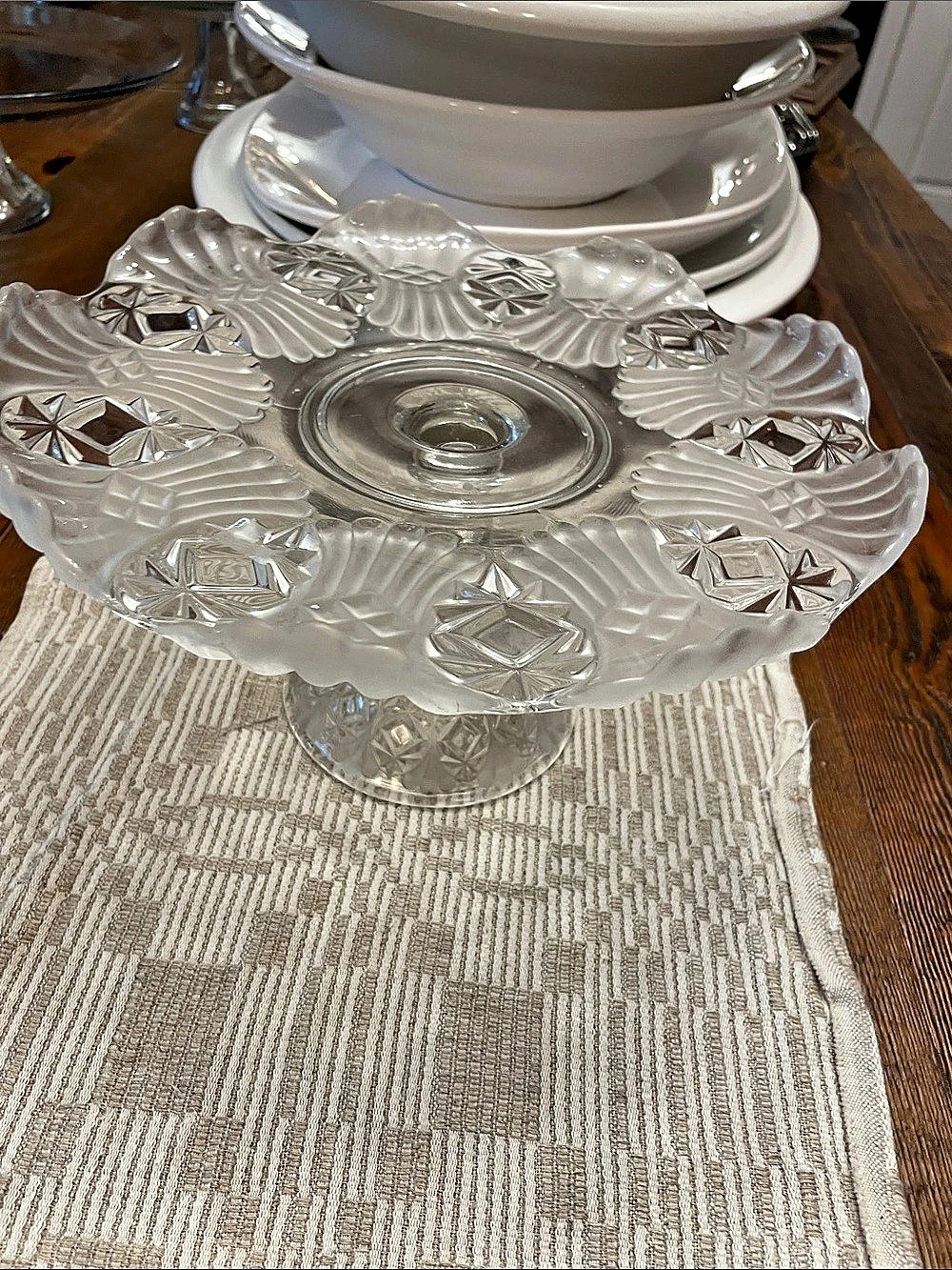 Clear Geometric Glass Pedestal Serveware